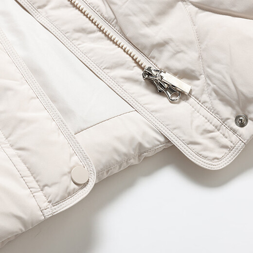 JESSIE volume duck down rhombus down jacket women's mid-length hooded warm jacket 2025 winter new style apricot S