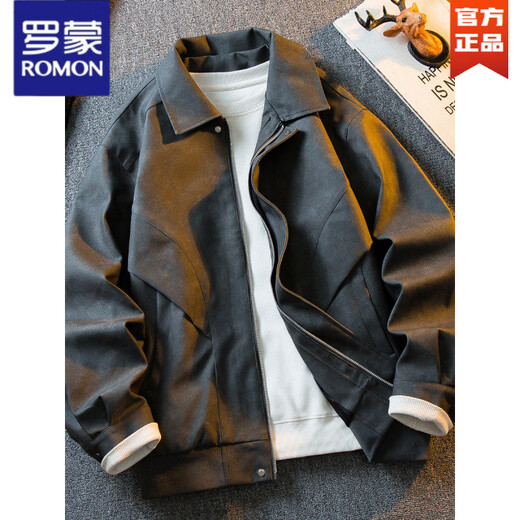 ROMON Американская ретро замшевая кожаная куртка с потертостями, мужская весенне-осенняя трендовая универсальная мотоциклетная куртка с лацканами, топ коричневого цвета XL