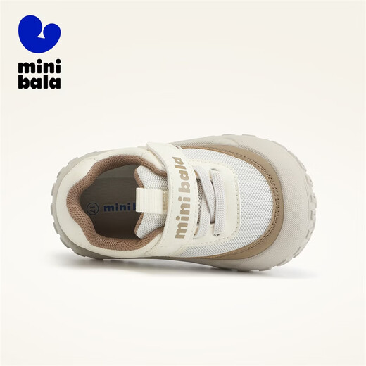 Minibala children's shoes, children's toddler shoes, spring new baby breathable lightweight sports shoes, infant and child anti-collision soft-soled mesh shoes, khaki size 23, suitable for feet 13.8-14.3cm long