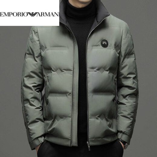 EMPORIO ARMANI Armani autumn and winter down jacket men's white duck down thickened long-sleeved high-end stand-up collar lightweight warm jacket khaki 3XL 190