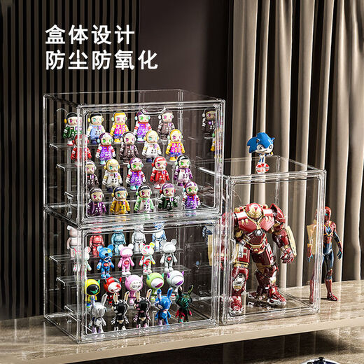 Fantasy Acrylic Figure Display Box, Transparent Lego Toy Display Cabinet, Model Collection Acrylic Box, Highly Transparent Display Box, Extra Large 10-Pack (with Partitions)