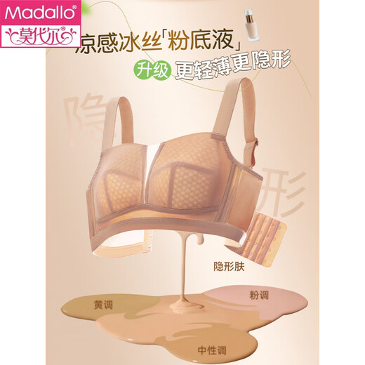 Modal underwear for women with big breasts and thin breasts, invisible liquid foundation, traceless large size, anti-sagging, side breasts push-up bra, milky white 95B 42CD