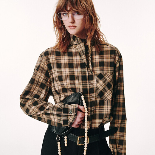 IN YASAKO Coffee Corner Reversible Plaid Swallowtail Collar Design Retro Shirt Bookstore Mika (Pre-sale) S