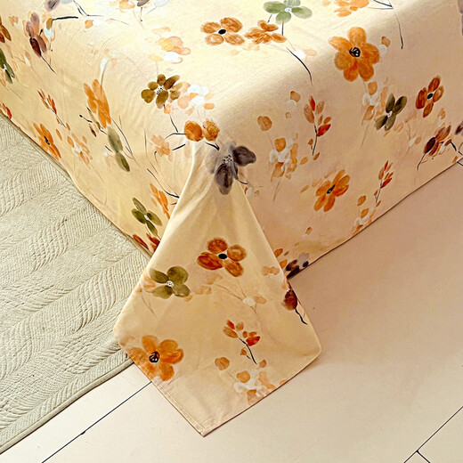 Yalu Class A pure cotton thickened brushed autumn and winter sheets single piece 100% cotton single student dormitory pillowcase three-piece set Jinghong-Orange four seasons universal cotton brushed 200*230cm single sheet