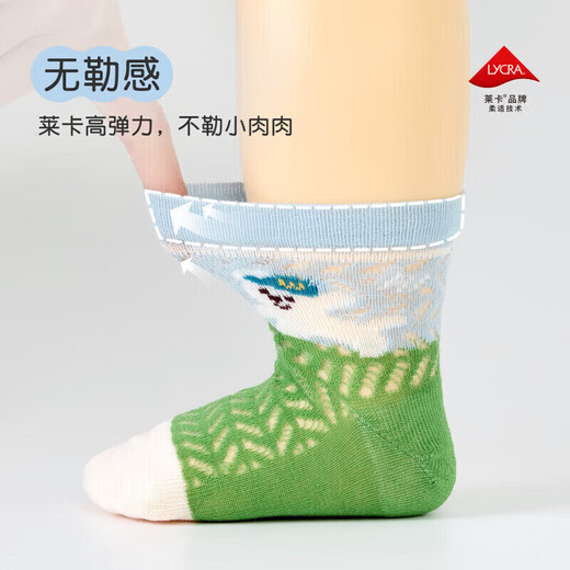 Nido Bear Children's Socks Boys Summer Thin Mesh Baby Socks Six Pairs Breathable Loose Mouth Boneless Baby Socks AW2412 Large Mesh 6 Pairs 6-12 Months (Suitable for Feet Length 9-11cm)