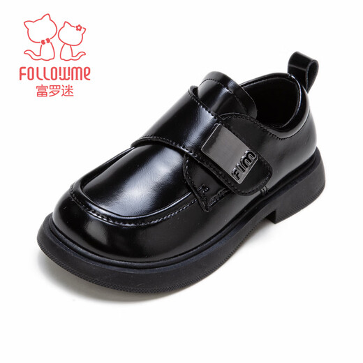 Fuluomi boys leather shoes 26 spring British style campus performance single shoes primary school students soft sole non-slip children's shoes black 38