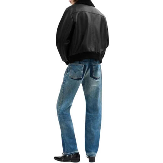 COACH FW25 Lapel Zipper Long Sleeve Leather Jacket Men's Black S