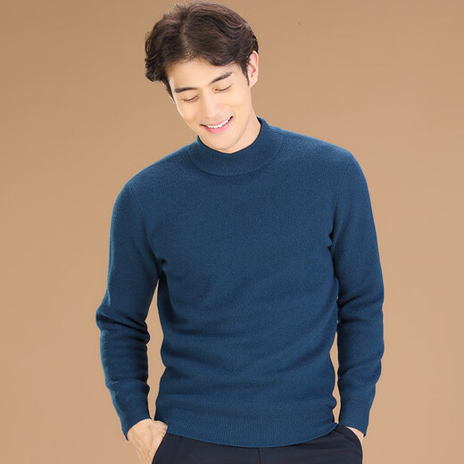 GUSKI luxury high-end brand 100% pure cashmere sweater men's thickened half turtleneck sweater warm base layer for young and middle-aged people dark green half turtleneck - exquisite gift box XL