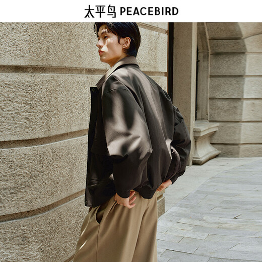 Peacebird Men's Jacket 25 Autumn New Retro Bath Style Workwear Pocket Texture Commuting Loose Jacket Brown Brown First Batch XL