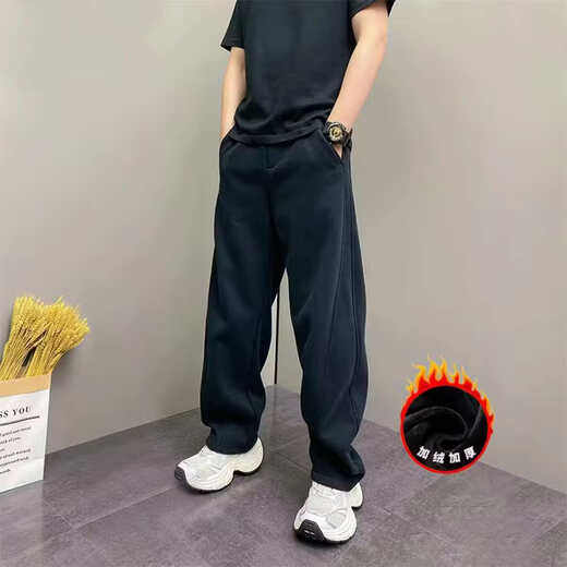 The same style in the mall, light luxury European goods, 2025 new scimitar casual pants, fashion week plus velvet sweatpants LX516, black, velvet, the same style in the mall, 2XL, recommended 150-170Jin Jin is equal to 0.5 kg