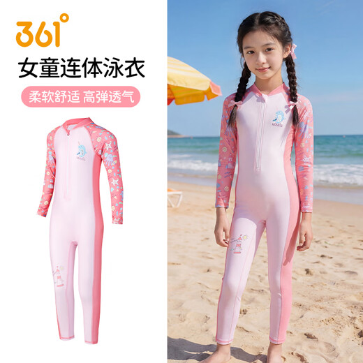 361 Children's swimsuits, long-sleeved one-piece baby, children's hot spring swimsuit, girls swimming and diving suit
