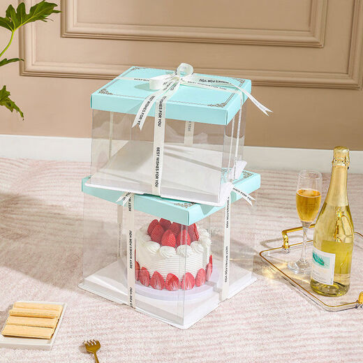 Transparent Birthday Box 4681012 Double-layer Height Baked Dessert Packaging Factory Direct Sales Customization Translucent-Xingkong 12-inch Single Layer 50 Sets Wholesale