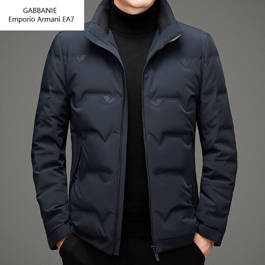 Emporio Armani EA7 Armani winter new high-end white goose down men's stand-up collar thickened warm down jacket middle-aged short men's light black L