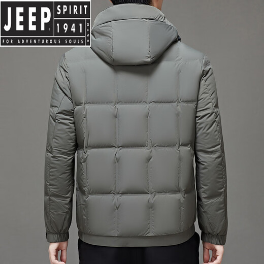 JEEP SPIRIT short down jacket men's hooded winter new thickened warm white duck down bread coat winter jacket black 2XL 185
