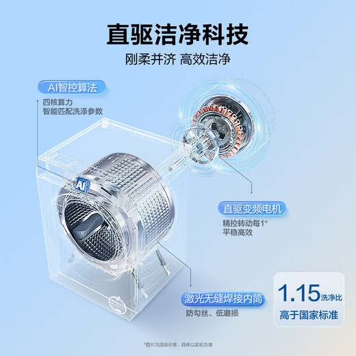 Haier Yunxi 4.0 washing machine 10kg flagship direct drive living water essence washer BE37E ultra-thin drum washing machine fully automatic crystal color screen blue shield sterilization state subsidy 15% integrated elution + direct drive essence wash + 1.15 washing ratio + blue shield sterilization drum