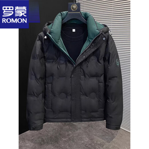 ROMON короткий пуховик мужской осенне-зимний утолщенный модный бренд красивый модный воротник-стойка повседневный белый утиный пуховик 2335 метров белый воротник-стойка стиль M рекомендуется 100-115 Jin Jin равен 0,5 кг