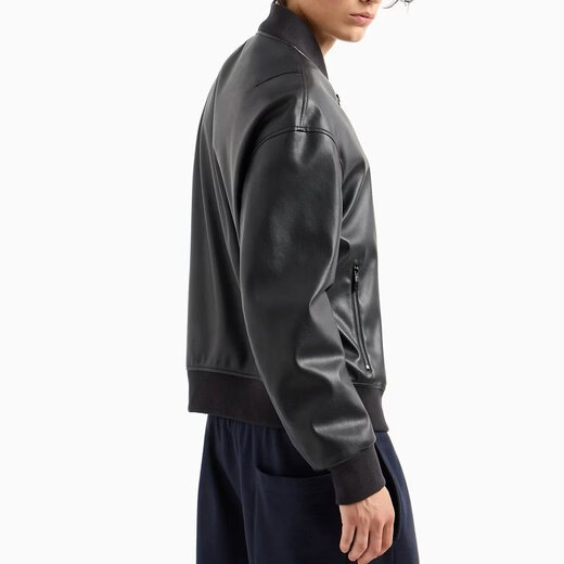 ARMANIExchange Мужская тонкая кожаная куртка с бейсбольным воротником Armani AX черная XS 160/80A_