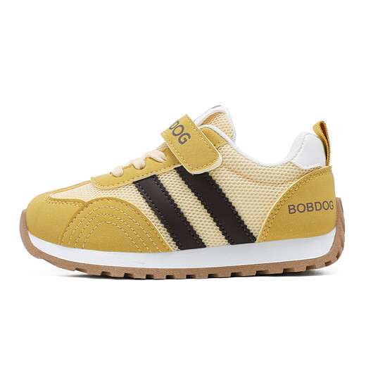 BOBDOG children's shoes, medium and large children's low-cut running shoes, 2026 girls' comfortable and versatile casual shoes, boys' mesh children's sports shoes, earthy yellow/sunshine yellow 27, suitable for feet 16.5cm long