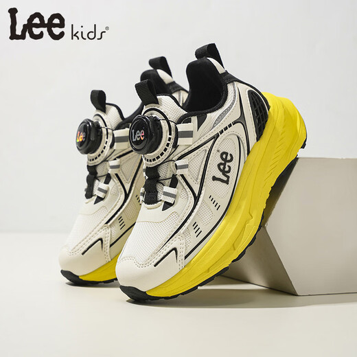 LEE KIDS children's sports shoes, men's and women's running shoes, 26 spring new running shoes, non-slip and wear-resistant casual shoes, white and black 26, inner length 17.3cm, suitable for feet 16.3-16.8cm long