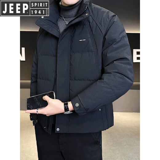 JEEP Jeep Men's Lightweight Down Jacket Winter Men's 2026 New Thickened Stand-up Collar Warm and Coldproof Jacket Men's Trendy Gray Green 2XL 135-150Jin Jin equals 0.5 kg