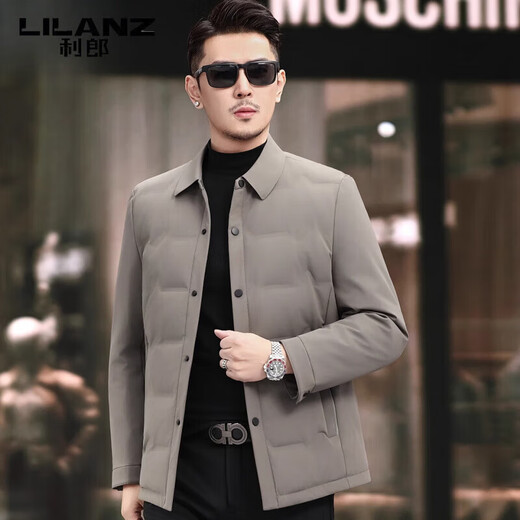 LILANZ Пуховик мужской, осень 2025, новинка 2025 года, повседневная мужская легкая мужская куртка для молодежи и среднего возраста с лацканами, белая мужская куртка на утином пуху, черная, 2XL 185