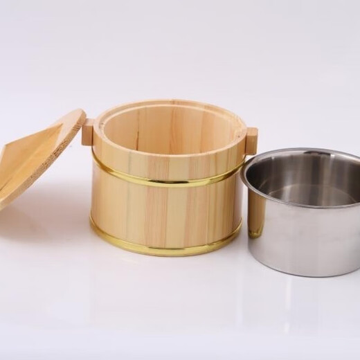 Tuojin wooden barrel rice barrel tableware rice bowl restaurant rice container small rice barrel insulation barrel 16 natural color wooden barrel + no 16 natural color wooden barrel + stainless steel liner + wooden lid wood