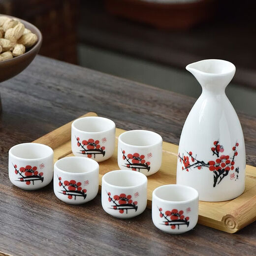 Fantasy Japanese ceramic wine set, sake set, white wine cup, spirit cup, wine divider, small wine cup, home gift warm wine jug, safety packaging, four cups in one pot
