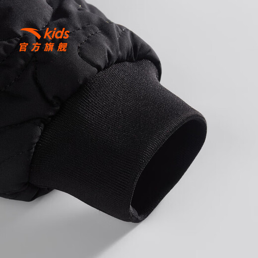 ANTA Children's Boys' and Older Children's Cotton Clothes Red New Year's Clothes 2026 New Year's Eve Warm Middle and Large Children's Hooded Thick Jackets Basic Black-1 140 cm