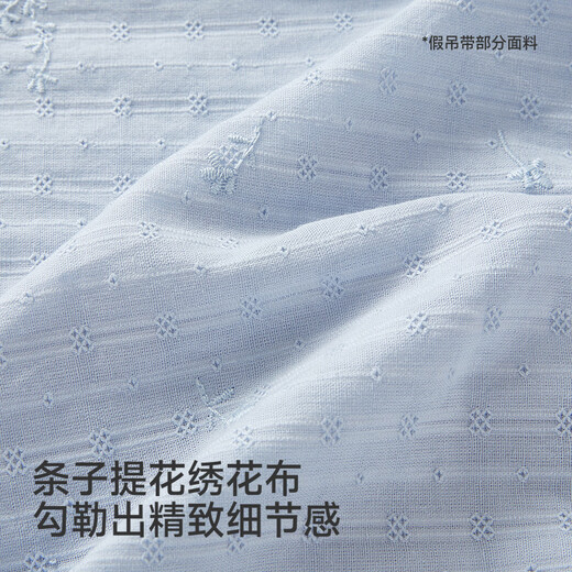 YEEHOO shopping mall same style children's T-shirt girls long-sleeved top spring and summer new versatile fake two-piece round neck top blue and white 80 cm