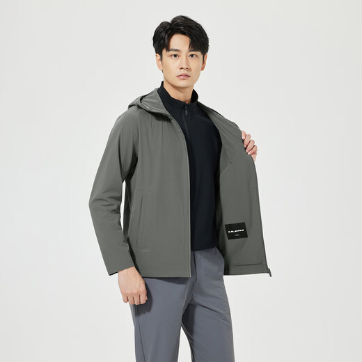 利郎【防水】风衣男薄款外套春款商务通勤防水防风男士外套连帽男装 灰绿（25CFY6002Y） M (165/84A)