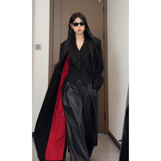 XUANSENTU (XUANSENTU) black red bottom long men's windbreaker Korean style Naples dk suit jacket British yuppie coat trend suit windbreaker L 120-135Jin Jin equal to 0.5 kg can be worn