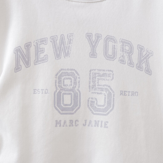 MARC&JANIE American casual girls' fake two-piece pleated T-shirt children's long-sleeved top spring new style 560187 white 110 cm (recommended height 101-110cm)