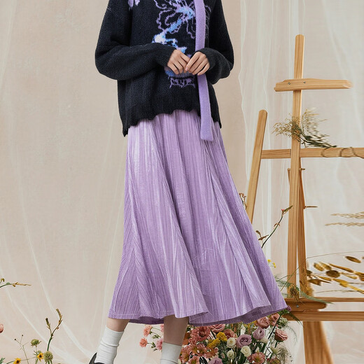 Two or Three Things Skirt Winter 2026 New Purple A-Line Skirt Women's Velvet Versatile Long Skirt Twilight Old Dream Purple-y L
