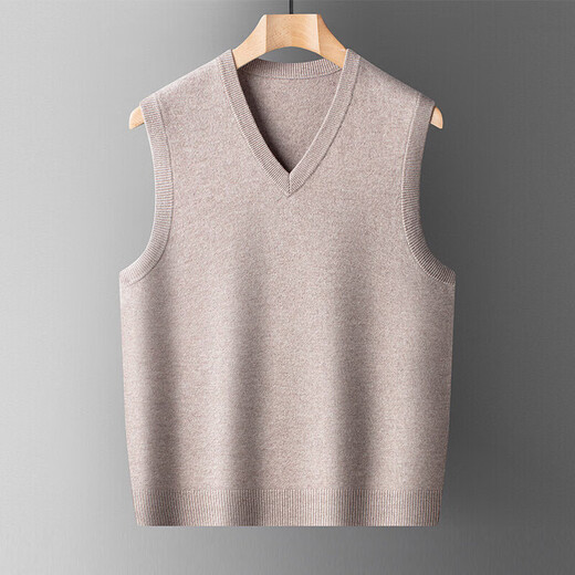 XJSGS international luxury high-end brand woolen sweater vest men's autumn and winter waistcoat V-neck daddy vest middle-aged and elderly high-end black and red ready stock winter style M /170/88A