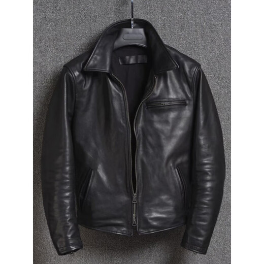 Playboy Men's Leather Jacket Men's Autumn and Winter New Style Handsome Trendy Casual Versatile Lapel Motorcycle Wallet Black M