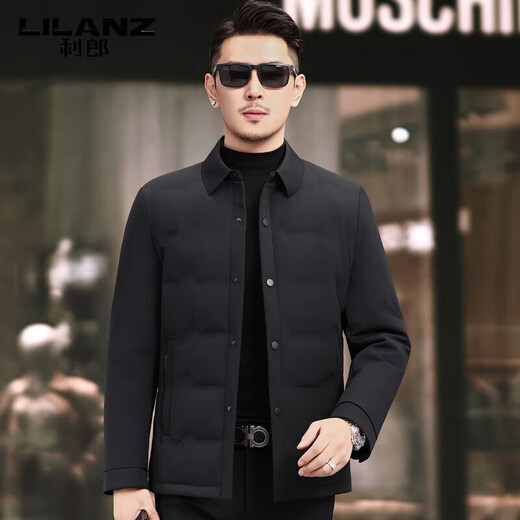 LILANZ Пуховик мужской, осень 2025, новинка 2025 года, повседневная мужская легкая мужская куртка для молодежи и среднего возраста с лацканами, белая мужская куртка на утином пуху, черная, 2XL 185