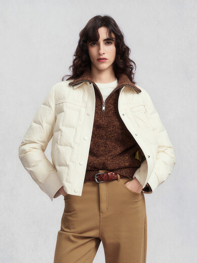 GANT25 new winter women's short white goose down lapel silhouette light warm casual down jacket 107-off-white M
