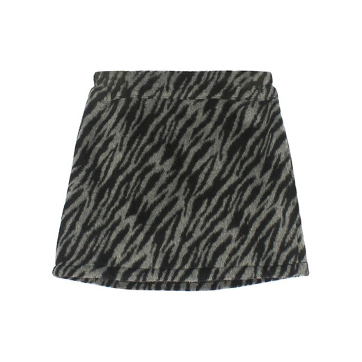 UTOUTO Big Ear Elephant Girls Animal Pattern Skirt 2025 Winter New Plus Velvet Leopard Print Zebra Short Skirt 2573036 Black and White Zebra 100