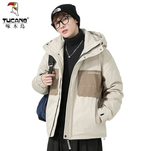 Woodpecker (TUCANO) 90 White Duck Down Jacket Men's Winter New Korean Style Loose Winter Clothes Trendy Brand Hooded Jacket Warm Men's Trendy Khaki M