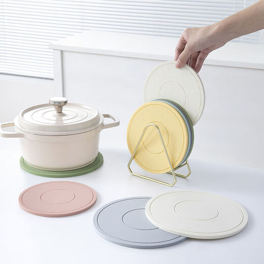 Yusenyi Coaster Household Silicone Insulation Mat Dining Table Pot Coaster Coaster Non-slip High Temperature Resistant Simple Placemat Off-white 1 piece Insulated