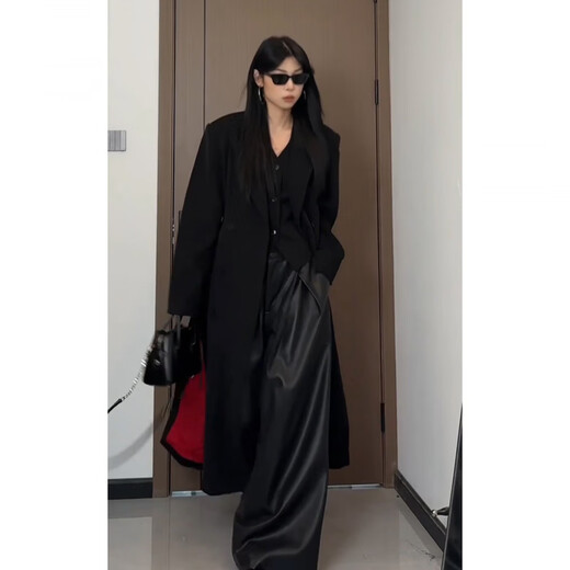 XUANSENTU (XUANSENTU) black red bottom long men's windbreaker Korean style Naples dk suit jacket British yuppie coat trend suit windbreaker L 120-135Jin Jin equal to 0.5 kg can be worn