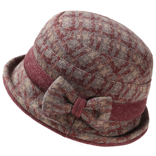 Woodpecker (TUCANO) middle-aged and elderly hats for women in autumn and winter mother's woolen hat thickened old lady's cloth basin hat casual fisherman hat purple hat + scarf adjustable