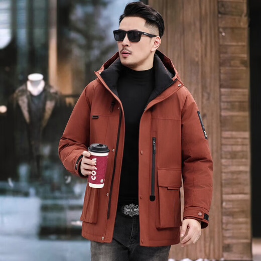 JEEP SPIRIT Jeep American Down Jacket Men's 2025 Winter New Fashionable Workwear for Young and Middle-aged Duck Down Cold Warm Jacket 9915 Khaki XL 180 (Suitable for weight 140-160Jin Jin equals 0.5 kg)