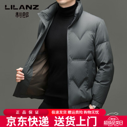 LILANZ Зимний повседневный пуховик Мужская утолщенная теплая куртка с воротником-стойкой Деловая мужская свободная короткая зимняя куртка на утином пуху Черная M 170/92A