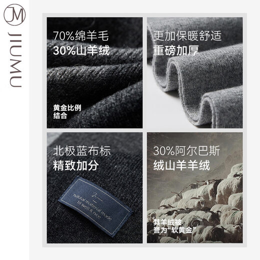 JIUMU men's scarf-like winter thickened warm scarf for boyfriend and elders gift box gray-gift box