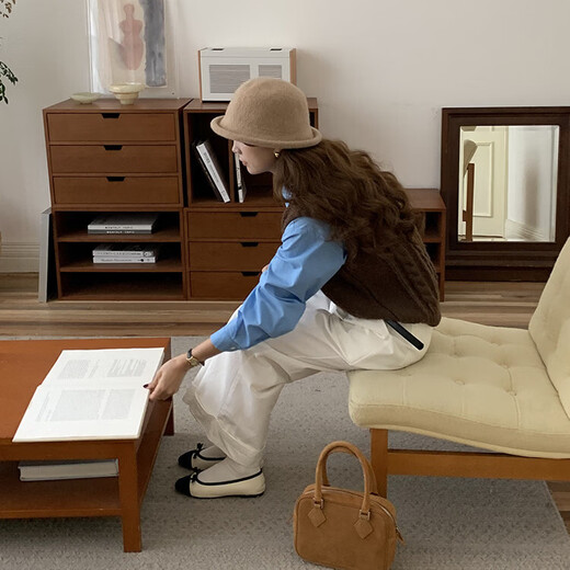 Woodpecker (TUCANO) side cm brown wool fisherman hat women's 2025 autumn and winter new hat retro dome hat curled top hat brown caramel adjustable