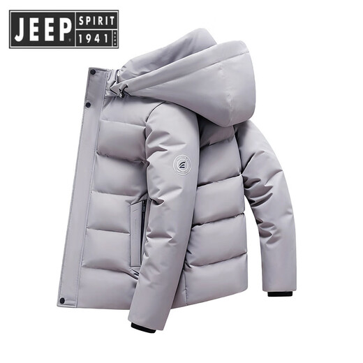 JEEP SPIRIT Jeep Goose Down 90% Зимний пуховик Мужская универсальная куртка Съемная шапка для молодежи и среднего возраста Повседневный мужской утолщенный черный гусиный пух M Рекомендуется 100–125 Джин Джин равен 0,5 кг