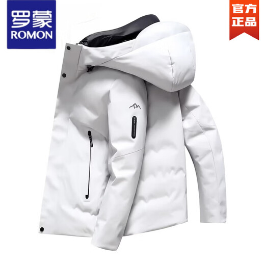 罗蒙（ROMON）加厚羽绒服男短款2025冬季新款户外保暖白鸭绒冬装外套袄子 9737丨黑色丨连帽不可拆 新国标90%白鸭绒 M 170