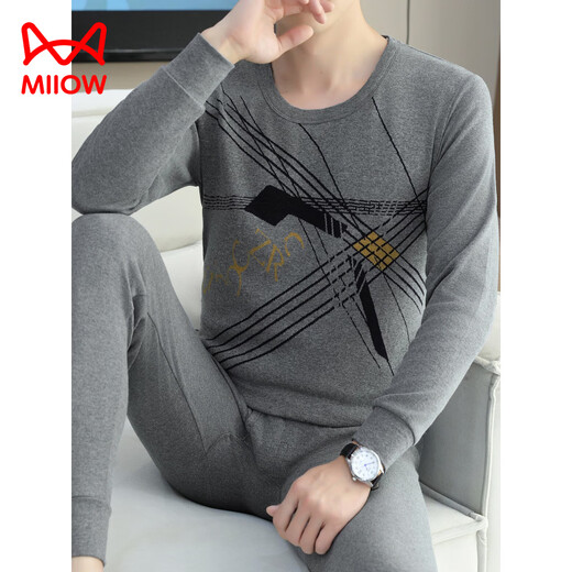 MiiOW cotton autumn coat and long johns suit for men in autumn and winter