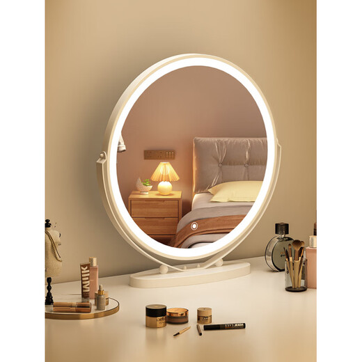 Fat Donglai same style desktop smart led makeup mirror 2026 new style with light girls room desktop internet celebrity master bedroom dressing table mirror main picture style plug-in 40 mirror - fashionable white